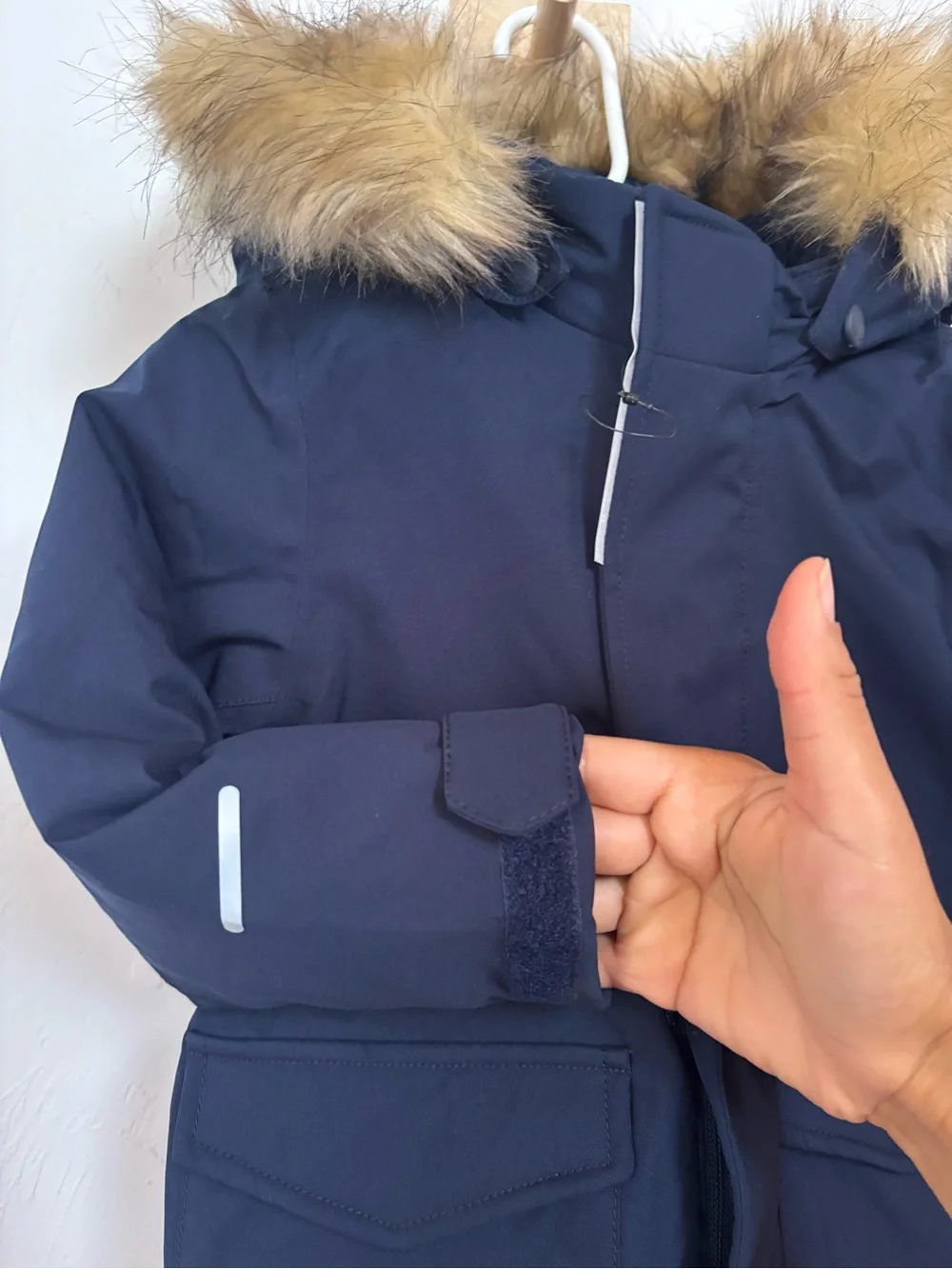 Reima Mutka Kids Navy Winter Parka Faux Fur Hood Size 86, 18 to 24M